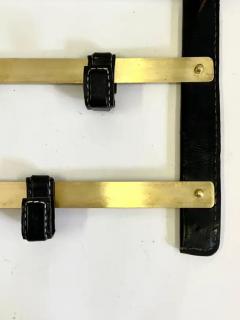 Jacques Adnet French Hand Stitched Leather Brass Coat and Hat Rack by Jacques Adnet 1955 - 4112099