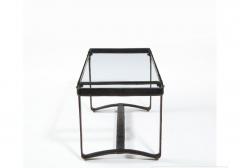 Jacques Adnet French Mid Century Hand sewn Black Leather Coffee Table by Jacques Adnet - 4374796