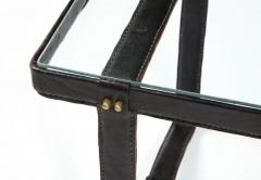 Jacques Adnet French Mid Century Hand sewn Black Leather Coffee Table by Jacques Adnet - 4374800