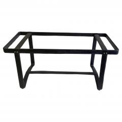 Jacques Adnet French Mid Century Hand sewn Black Leather Coffee Table by Jacques Adnet - 4374805