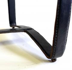 Jacques Adnet French Mid Century Hand sewn Black Leather Coffee Table by Jacques Adnet - 4374806