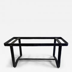 Jacques Adnet French Mid Century Hand sewn Black Leather Coffee Table by Jacques Adnet - 4379472