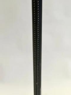 Jacques Adnet French Mid Century Modern Hand Stitched Black Leather Floor Lamp Jacques Adnet - 4111452