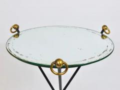 Jacques Adnet French Mid Century Modern Mirror Side Table Jacques Adnet Style Brass 1950s - 4058129