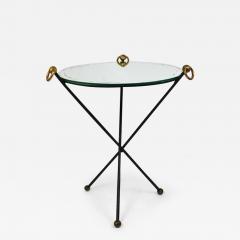 Jacques Adnet French Mid Century Modern Mirror Side Table Jacques Adnet Style Brass 1950s - 4063390