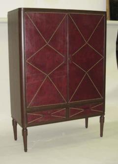 Jacques Adnet French Mid Century Modern Studded Leather Cabinet Style of Jacques Adnet 1930 - 1599077