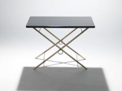 Jacques Adnet French Mid century black Lacquer and brass side table Adnet Style 1960s - 983581