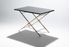 Jacques Adnet French Mid century black Lacquer and brass side table Adnet Style 1960s - 983583