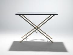 Jacques Adnet French Mid century black Lacquer and brass side table Adnet Style 1960s - 983585
