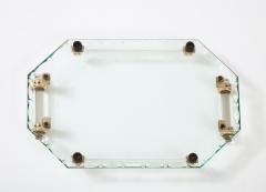 Jacques Adnet French Mirrored Tray Style of Jacques Adnet with Glass Handles - 2849399