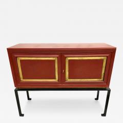 Jacques Adnet French Modern Neoclassical Chinese Red Lacquer Sideboards by Jacques Adnet - 3861063