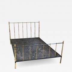 Jacques Adnet French Modern Neoclassical Steel Brass Faux Bamboo Bed by Jacques Adnet 1955 - 1698564