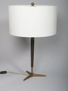 Jacques Adnet French table light with stitched leather stem - 3726473