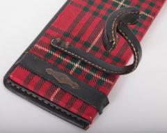 Jacques Adnet Fully Original Jacques Adnet Coat Hanger in Leather and Tartan Plaid Wool - 595194