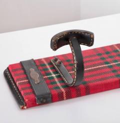 Jacques Adnet Fully Original Jacques Adnet Coat Hanger in Leather and Tartan Plaid Wool - 595196