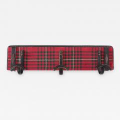 Jacques Adnet Fully Original Jacques Adnet Coat Hanger in Leather and Tartan Plaid Wool - 595532