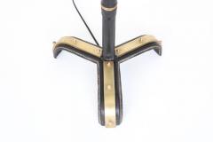 Jacques Adnet JACQUES ADNET BLACK LEATHER AND BRASS FRENCH FLOOR LAMP - 2142976