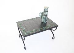 Jacques Adnet JACQUES ADNET FRENCH CERAMIC COFFEE SIDE TABLE WITH IRON BASE - 3413842