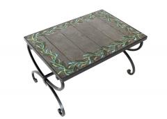 Jacques Adnet JACQUES ADNET FRENCH CERAMIC COFFEE SIDE TABLE WITH IRON BASE - 3413843
