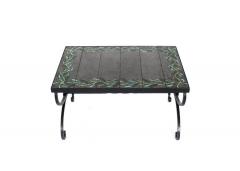 Jacques Adnet JACQUES ADNET FRENCH CERAMIC COFFEE SIDE TABLE WITH IRON BASE - 3413844