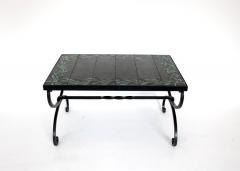 Jacques Adnet JACQUES ADNET FRENCH CERAMIC COFFEE SIDE TABLE WITH IRON BASE - 3413871