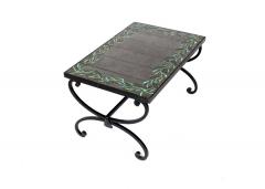 Jacques Adnet JACQUES ADNET FRENCH CERAMIC COFFEE SIDE TABLE WITH IRON BASE - 3413876