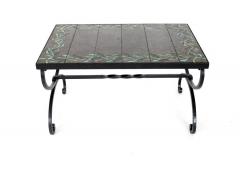 Jacques Adnet JACQUES ADNET FRENCH CERAMIC COFFEE SIDE TABLE WITH IRON BASE - 3413915