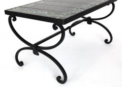 Jacques Adnet JACQUES ADNET FRENCH CERAMIC COFFEE SIDE TABLE WITH IRON BASE - 3413916