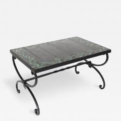 Jacques Adnet JACQUES ADNET FRENCH CERAMIC COFFEE SIDE TABLE WITH IRON BASE - 3414516