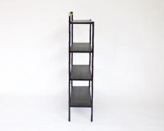 Jacques Adnet JACQUES ADNET FRENCH ETAGERE OR BOOKSHELF DISPLAY SHELF BLACK METAL FAUX BAMBOO - 2983695