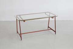 Jacques Adnet JACQUES ADNET LEATHER AND GLASS COFFEE TABLE - 1485450