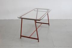 Jacques Adnet JACQUES ADNET LEATHER AND GLASS COFFEE TABLE - 1485453