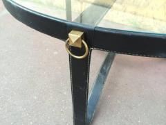 Jacques Adnet Jacques Adnet 1940s Black Hand Stitched Leather Tripod Coffee Table - 3342819