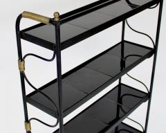 Jacques Adnet Jacques Adnet Black French etagere or bookshelf - 3955026