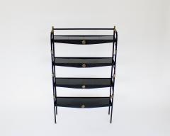 Jacques Adnet Jacques Adnet Black French etagere or bookshelf - 3955027