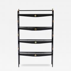 Jacques Adnet Jacques Adnet Black French etagere or bookshelf - 3955861