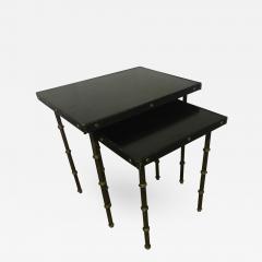 Jacques Adnet Jacques Adnet Black Hand Stitched Leather Nest Tables - 414384