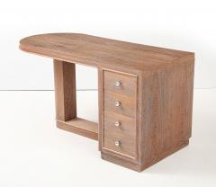 Jacques Adnet Jacques Adnet Cerused Oak Double Side Desk Drawers Steel Knobs France 1950 - 4662813