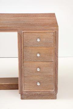 Jacques Adnet Jacques Adnet Cerused Oak Double Side Desk Drawers Steel Knobs France 1950 - 4662814