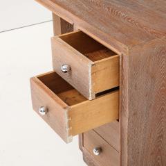 Jacques Adnet Jacques Adnet Cerused Oak Double Side Desk Drawers Steel Knobs France 1950 - 4662816