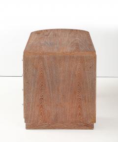 Jacques Adnet Jacques Adnet Cerused Oak Double Side Desk Drawers Steel Knobs France 1950 - 4662817