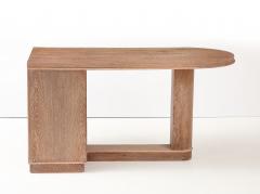 Jacques Adnet Jacques Adnet Cerused Oak Double Side Desk Drawers Steel Knobs France 1950 - 4662818