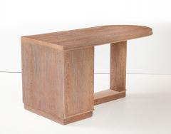 Jacques Adnet Jacques Adnet Cerused Oak Double Side Desk Drawers Steel Knobs France 1950 - 4662819