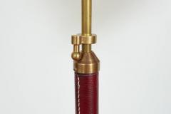 Jacques Adnet Jacques Adnet Floor Lamp in Burgundy Leather - 4046575