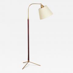 Jacques Adnet Jacques Adnet Floor Lamp in Burgundy Leather - 4049506