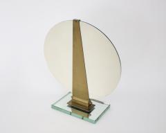 Jacques Adnet Jacques Adnet French Vanity or Desk Mirror with Bronze Details - 4269082