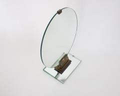 Jacques Adnet Jacques Adnet French Vanity or Desk Mirror with Bronze Details - 4269084