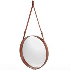 Jacques Adnet Jacques Adnet Large Circulaire Mirror with Brown Leather - 1718980