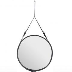 Jacques Adnet Jacques Adnet Large Circulaire Mirror with Brown Leather - 1718983