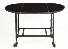 Jacques Adnet Jacques Adnet Leather Wrapped Drop Leaf Serving Table on Casters France 1950s - 755535